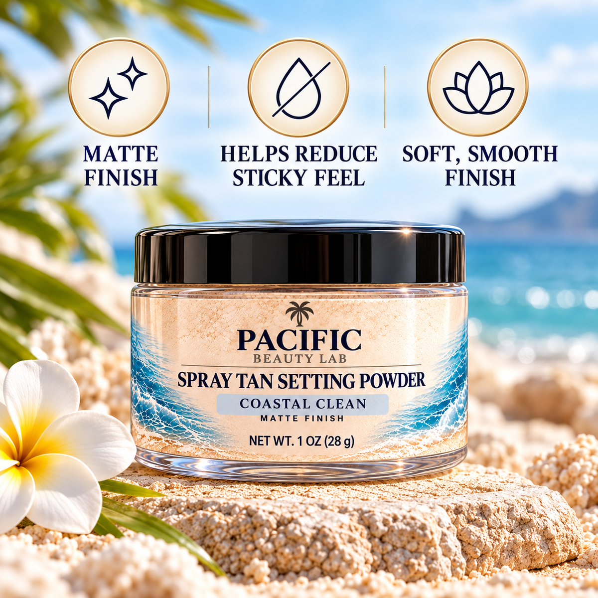 Coastal Clean Spray Tan Setting Powder – 1 oz Jar