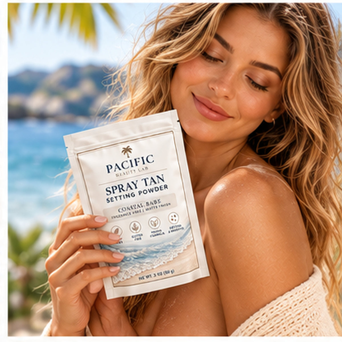 Coastal Bare Fragrance-Free Spray Tan Setting Powder – Matte Finish, 3 oz