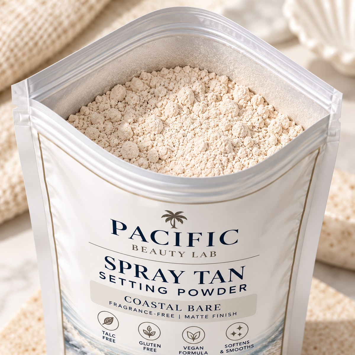 Coastal Bare Fragrance-Free Spray Tan Setting Powder – Matte Finish, 3 oz