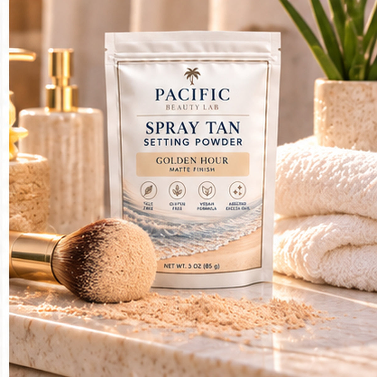 Golden Hour Spray Tan Setting Powder – Matte Finish, 3 oz
