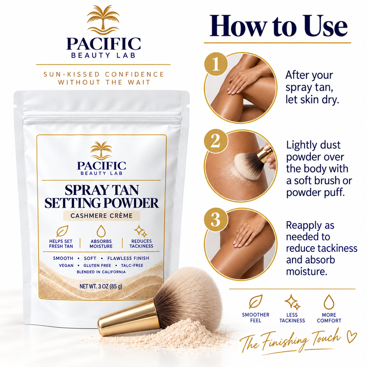 Pacific Beauty Lab Spray Tan Setting Powder – Cashmere Crème – 3 oz