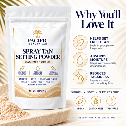 Pacific Beauty Lab Spray Tan Setting Powder – Cashmere Crème – 3 oz