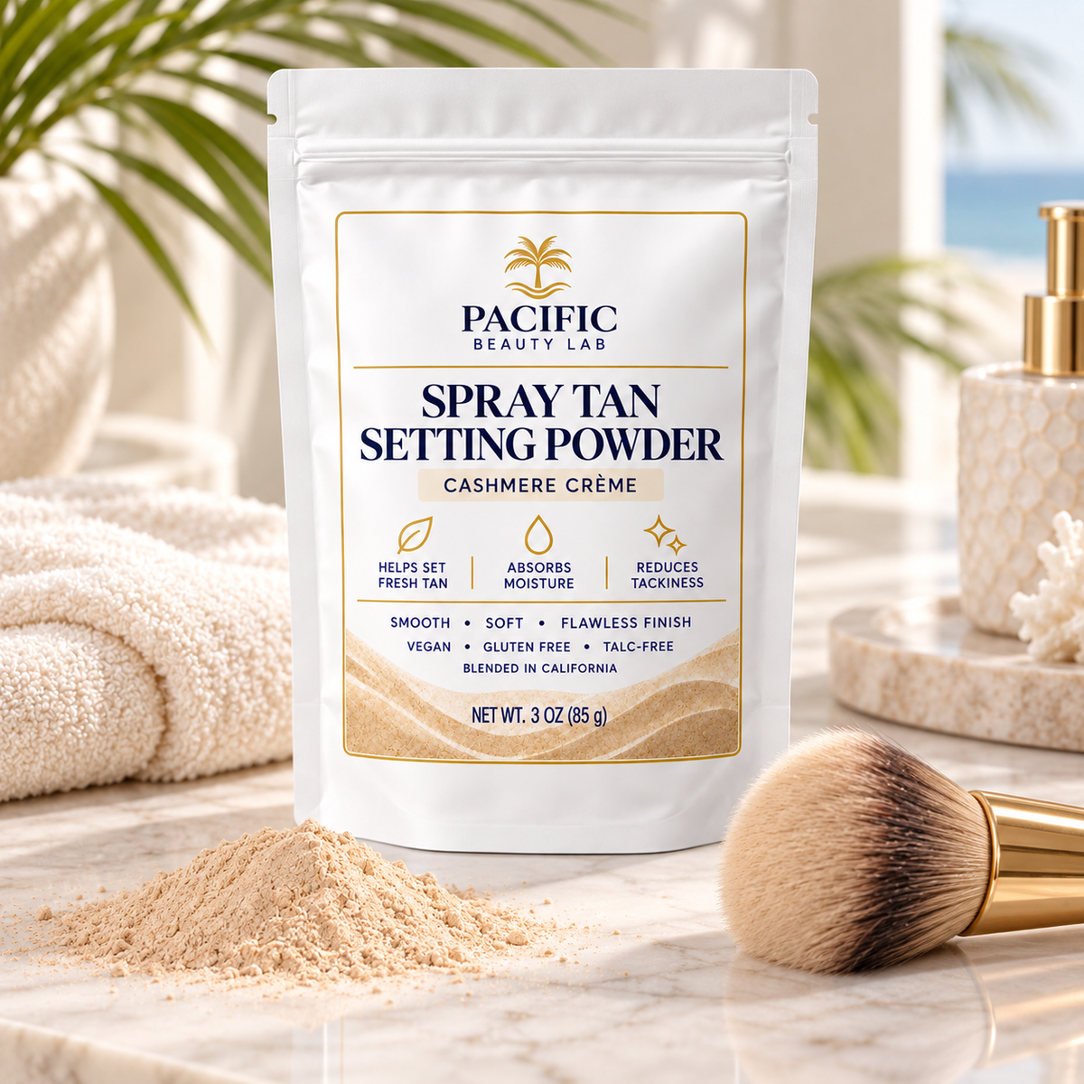 Pacific Beauty Lab Spray Tan Setting Powder – Cashmere Crème – 3 oz