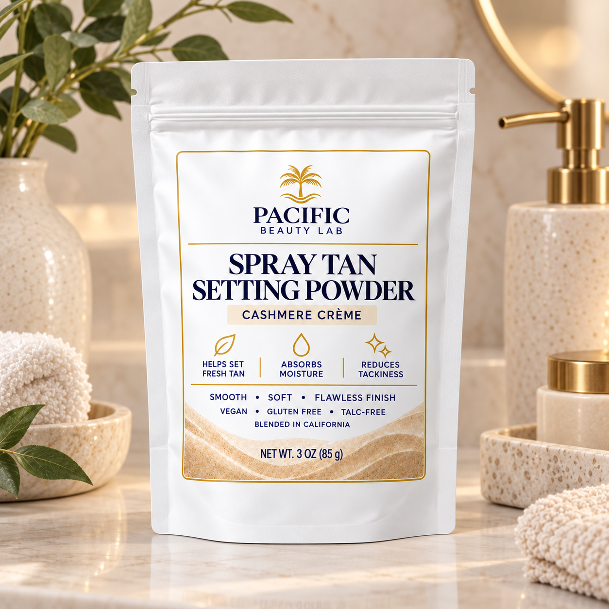 Pacific Beauty Lab Spray Tan Setting Powder – Cashmere Crème – 3 oz